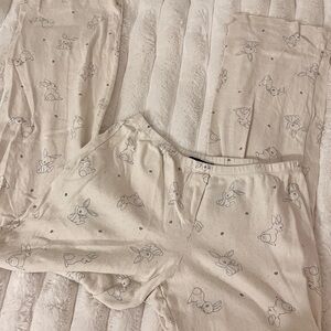 Cream Pajama pants with Bunny Print